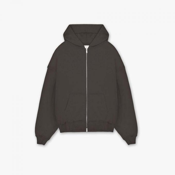 Reinfarbene Custom Logo Baumwolle Sportkleidung Männer Fleece Zip Up Hoodie Jacke 0